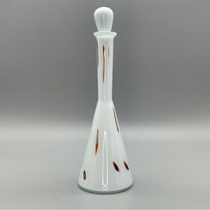 Vintage Murano Speckled Cased Art Glass Decanter With Stopper Ferro Lazzarini